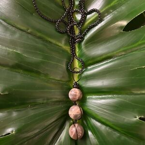 black moonstone triple wire wrapped crystal pendant stainless steel necklace